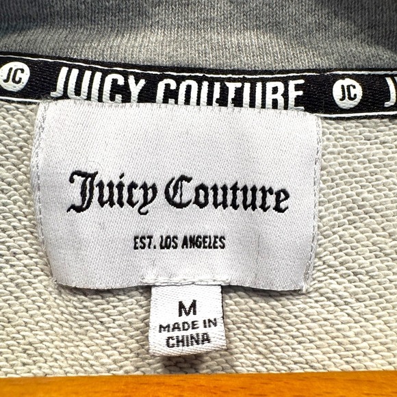 Juicy Couture Gray Cropped Sweatshirt Womens Size Medium Cotton Logo - Picture 6 of 6
